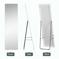HOMCOM 63"x18" Full Length Mirror, Floor Standing, Wall-Mounted or Leaning Against Wall Tall Mirror w/Support Frame, Rectangular Full Body Mirror for Bedroom, Living Room, Silver(m-4)