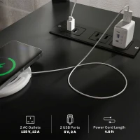 HOMCOM Narrow Side Table End Table with Charging Station, USB Ports, Modern End Table with Storage for Living Room, Black(m-4)