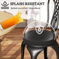 Outsunny Patio Chair Cushions Set of 4 Round Seat Cushions for Dining Bistro Chairs Machine Washable, 15" x 15" x 3", Black(m-7)