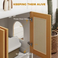 PawHut Cat Litter Box Enclosure w/ 2 Cabinets, Scratching Mats, Pull-Out Trays, Hidden Litter Box for 2 Cats, White(m-5)