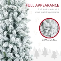HOMCOM 7ft Pencil Christmas Tree, Flocked Tree with 687 Branch Tips and Metal Base for Home, Indoor, Holiday(m-5)