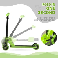Aosom Aluminum Kids Kick Scooter Foldable Teens Ride On Toy with Adjustable Handlebar Rear Brake, Green(m-6)