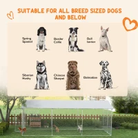 PawHut 19.7' x 7.5' x 7.5' Large Outdoor Dog Kennel Tall Dog Run with Waterproof , UV Resistant Cover, for Large Dogs, Silver(m-4)