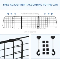 PawHut Adjustable Dog Car Barrier, Heavy Duty Dog Fence Car Safety Guard Gate for SUV, Vans, Trucks(m-4)