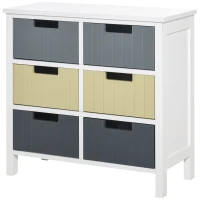 HOMCOM 6 Drawer Dresser, Chest of Drawers with Table Top, Clothes Closet for Living Room, Multi-Color(m-11)