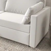 HOMCOM Modern 3 Seater Sofa, 77" Upholstered Couch with 2 Throw Cushions for Bedroom, Living Room, Cream White(m-10)