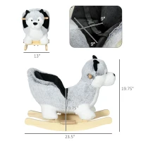Qaba Toddler Rocking Chair Husky-Themed Rocking Animal with Wooden Base, Seat Belt for Kids 18-36 Months(m-3)