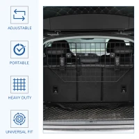 PawHut 35.5" - 47" Vehicle Pet Barrier, Adjustable Dog Fence for Car SUV Truck, Universal Fit Expandable Safe Guard Gate, Black(m-4)