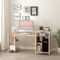 HOMCOM 68 Inch Office Table Computer Desk Workstation Bookshelf with CPU Stand, Spacious Storage Shelves & Chic Modern Woodgrain Design, Oak Wood Grain(m-2)