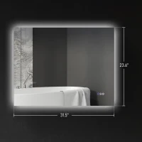 HOMCOM Dimmable Bathroom Mirror with Lights, 32" x 24" Backlit LED Mirror w/ Anti-Fog, Memory & Infinite Color Temperature(m-3)