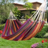 Outsunny 83"x59" Outdoor Hammock Bed Swing Chair, Patio Lounge Garden Camping Hiking Travel Hammock Only for Backyard, Garden, Mixed-red(m-8)