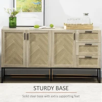 HOMCOM Buffet Cabinet, Coffee Bar Cabinet with Drawers and Adjustable Shelves, Oak(m-6)