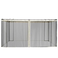 Outsunny Replacement Mosquito Netting for Gazebo 10' x 13' Black Screen Walls for Canopy with Zippers for Parties and Outdoor Activities, Cream White(m-2)