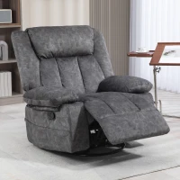HOMCOM Rocker Recliner Chair with Swivel, Fabric Reclining Chair with Cushion, Rocking Chair with Footrest, Charcoal Gray(m-10)