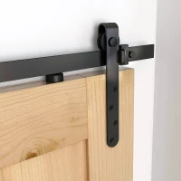 HOMCOM 6FT Antique Sliding Barn Wood Door Hardware Kit Cabinet Closet Hanger Set for Single Door Coffee(m-7)