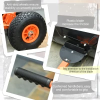 Outsunny Snow Shovel, Rolling Pusher with 29" Blade, 10" Wheels & Angle-Adjustable Handle, Orange(m-7)