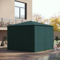 Outsunny 10' x 10' Universal Gazebo Sidewall Set with 4 Panels, Hooks/C-Rings Included for Pergolas & Cabanas, Slate Grey(m-8)