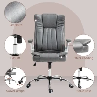HOMCOM Microfiber Executive Office Chair, Desk Chair with Padded Flip-up Arms, Adjustable Height and Tilt Function, Gray(m-6)