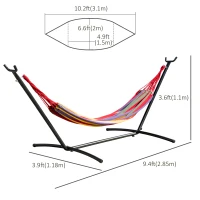 Outsunny Patio Hammock with Stand, Fabric Outdoor Hammock Bed with Stand, Free Standing Adjustable Lounge Chair Includes Portable Carrying Case for Outdoor or Indoor(m-3)
