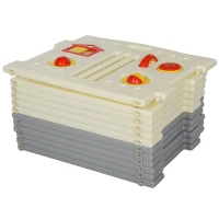 Qaba 12 Panel Baby Enclosure, Baby Playpen, Kids Play Pen Safety Gate Kids Activity Center Fence for Home Indoor w/ Toy(m-7)