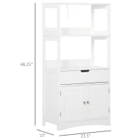 kleankin Bathroom Floor Cabinet, Free Standing Kitchen Cupboard with Shelves, Drawer and Doors, Storage Organizer for Living Room, White(m-3)
