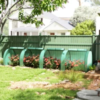 Outsunny 13' x 3.3' x 2.6' Mini Tunnel Greenhouse with PE Cover Garden Green Grow Shed with Steel Frame Zipped Doors, Green(m-1)