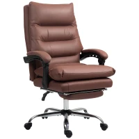 Vinsetto Microfibre Massage Office Chair, Heated Reclining Chair with Footrest, Double-tier Padding, Swivel Wheels, Coffee(m-1)