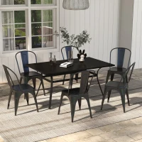 Outsunny Rectangle Patio Dining Table for 6 People with Steel Legs, Metal Tabletop for Garden, Backyard, Lawn, Balcony, Black(m-8)