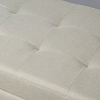 HOMCOM Rectangular Entry Bench, Tufted Upholstered Linen Fabric Wood Feet Storage Ottoman Bench, Beige(m-9)