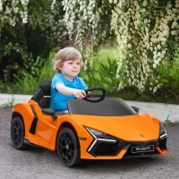 Qaba Lamborghini Revuelto Licensed 12V Kids Ride on Car Electric Car w/ Hydraulic Doors, Remote, Transport Wheels, Orange(m-10)