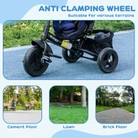 Qaba 6 in 1 Tricycle for Toddler 1-5 Years with Parent-Push Handle, Dark Blue(m-6)
