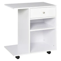 Vinsetto Printer Stand Desk Side File Cabinet, Rolling Cart with Wheels, Adjustable Shelf, Drawer, CPU Stand, White(m-11)