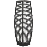 Outsunny Solar Floor Lamp, Outdoor Rattan Garden Lantern Pathway Light & Decorative Driveway Lighting with Auto On/Off LED Lights for Porch, Yard, Lawn, Courtyard, Deck, Gray(m-1)
