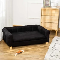 PawHut Modern Pet Sofa Cat or Medium Large Dog Couch W/ Removable Seat Cushion, Black(m-8)