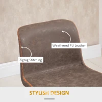 HOMCOM Bar Stools Set of 2, Swivel Counter Height Bar Stools with Adjustable Height and Footrest, PU Leather Upholstered Kitchen Stool for Breakfast Bar, Brown(m-7)