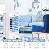 HOMCOM Room Air Cooler with Ice Packs, Ice Cooling Fan Water Conditioner Humidifier Unit with Remote, Timer, Wheels(m-6)