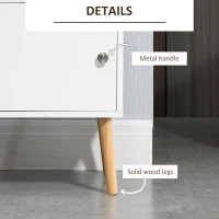 HOMCOM Modern Nightstand, Bedside Table with Drawer and Cupboard, Side End Table with Solid Wood Legs for Bedroom, White(m-6)