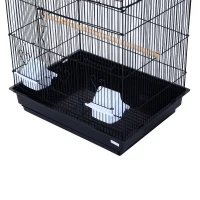 PawHut 36" Metal Indoor Bird Cage Starter Kit With Tray and Accessories - Black(m-9)
