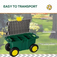 Outsunny Plastic Tool Box with Wheels, Portable Tool Box Organizer, Gardeners Tool Cart and Seat with Removable Tool Tray for Home, Craftsman and Garage(m-5)
