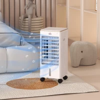 HOMCOM Room Air Cooler with Ice Packs, Ice Cooling Fan Water Conditioner Humidifier Unit with Remote, Timer, Wheels(m-10)