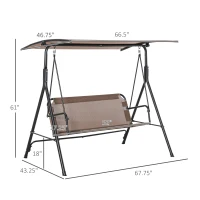 Outsunny 2-Seater Patio Swing Chair, Outdoor Adjustable Canopy Porch Swing with Armrests, Texeline Fabric and Steel Frame, Brown(m-3)
