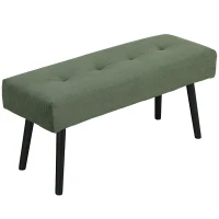 HOMCOM 39" Upholstered Ottoman Bench, Corduroy Entryway Bedroom Bench with Padded Seat and Steel Legs for Bedroom, Green(m-2)