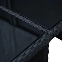 Outsunny 11 Pieces Wicker Patio Dining Set Outdoor Furniture Set with Removable Cushions, Glass Top Dining Table, PE Rattan Conversation Set for Garden Poolside Backyard, Black(m-9)