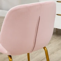 HOMCOM Modern Dining Chairs Set of 2, Upholstered Dining Room Chairs with Backrest, Padded Seat and Steel Legs, Pink(m-9)