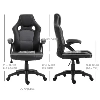 Vinsetto PU Leather Gaming Chair High Back Office Chair with Adjustable Height, Computer Gamer Chair, Grey(m-3)
