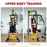 Soozier Chest Fly and Chest Press Machine for Back, Pectoral, Rear Deltoid and Shoulder Training, Yellow(m-4)