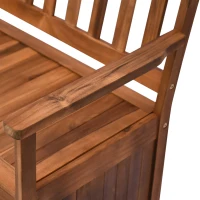 Outsunny 47" x 24" Double Seat Wooden Storage Bench Outdoor Acacia Wood Multifunction Courtyard Armchair Garden Chair Patio Armrest Bench Large Capacity Storage Box for Outdoor(m-10)