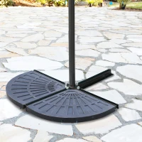 Outsunny 2pc Portable Umbrella Base Weights 61.6lbs Resin Flabelliform Garden Parasol Base Outdoor Patio Umbrella Stand Holder Weights, Bronze(m-8)