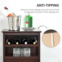 HOMCOM Wine Cabinet with 4 Bottle Wine Rack, Open Shelf, Acrylic Door Cabinet with Adjustable Shelf, Espresso(m-7)