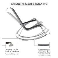 Outsunny Outdoor Modern Front Porch Patio Rocking Sling Chair - Black/ Silver(m-6)